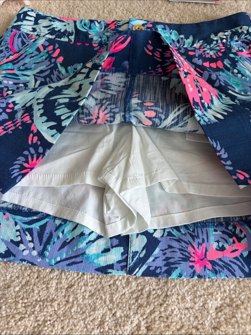 Lilly Pulitzer Navy skort with Teal & Pink Floral Print, 2, NWT - Picture 6 of 10